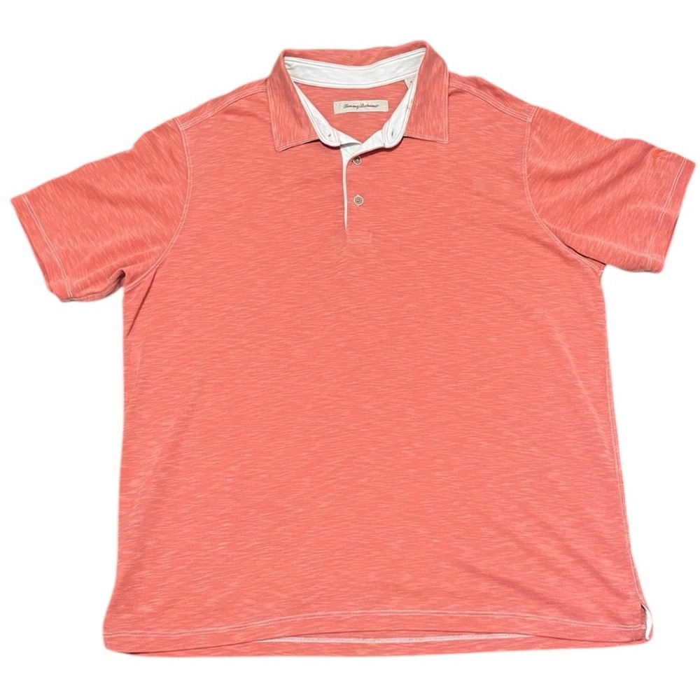 Tommy Bahama Coral Heathered‎ Polo Shirt Mens XL Short Sleeve Collar Button